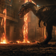 Lava dripping on our heroes as a dino approaches